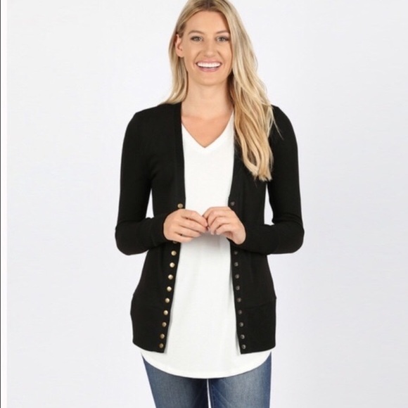 Long Sleeve Snap Button Cardigan - Picture 1 of 5